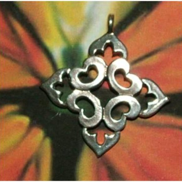 Sterling Silver Fleur De Lis Pointed Square Pendant - Picture 7 of 15